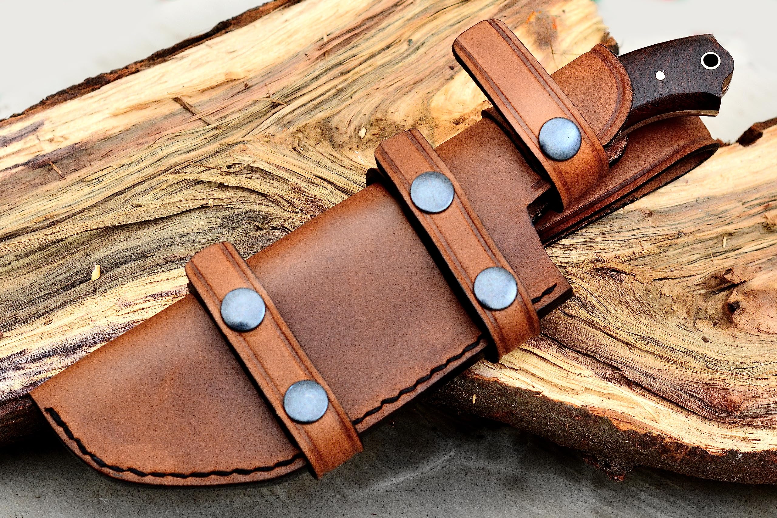 ALZAFASH Handmade Leather Knife Sheath, EDC Knife Holster, Belt Loop Knife Holder, Horizontal Knife Sheath for Belt, Knife Case for Hunting,Fixed Blade,Tracker Knives