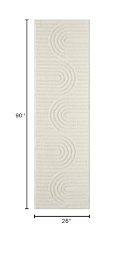 LUXE WEAVERS Modern Geometric White Cream 2x7 Area Rug