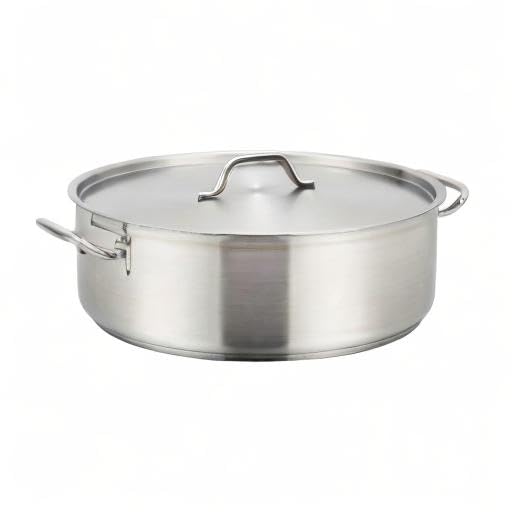 Winco Commercial-Grade Stainless Steel Brazier with Lid, 8 Quart