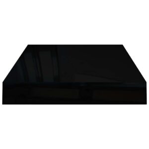 vidaXL Floating Wall Shelves, 4 pcs, High Gloss Black 15.7"x9.1"x1.5", MDF Material, Modern Black Wall Display Shelves with Invisible Mounting System