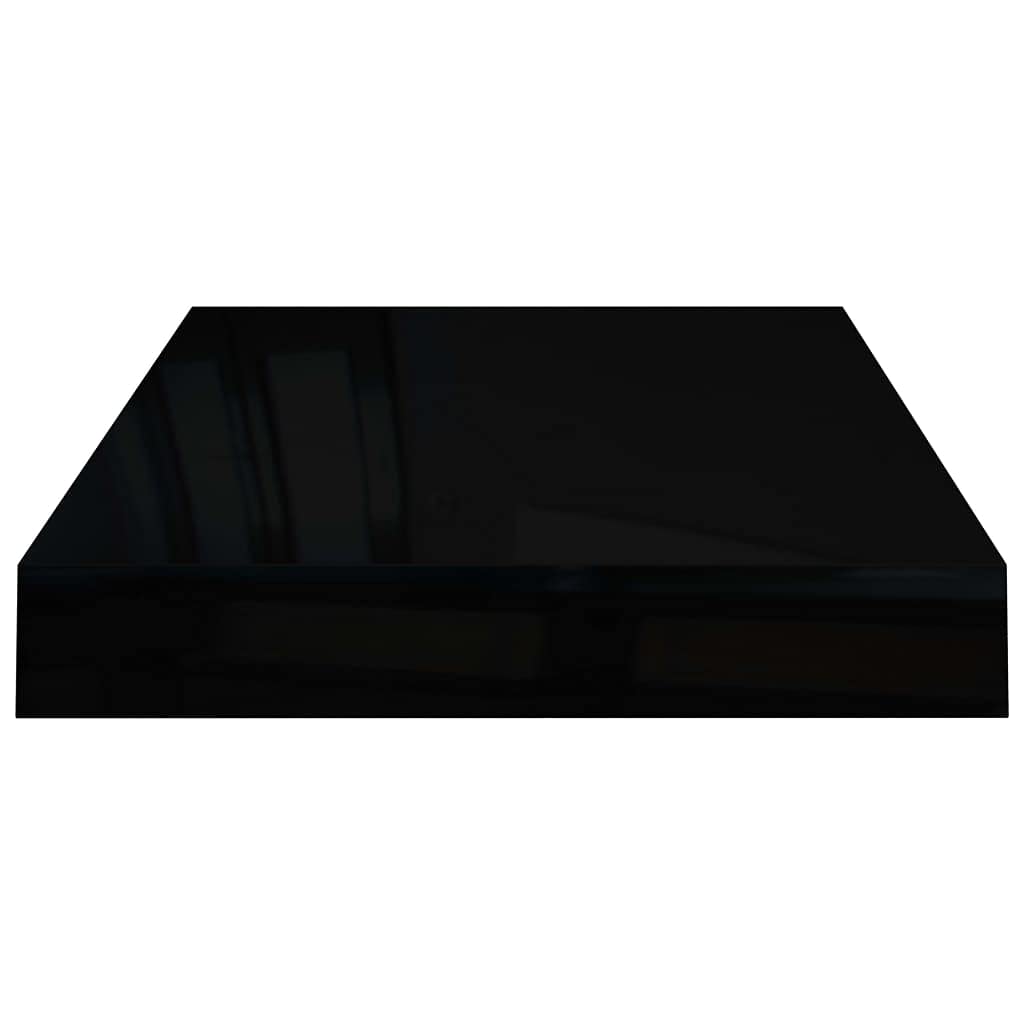 vidaXL Floating Wall Shelves, 4 pcs, High Gloss Black 15.7"x9.1"x1.5", MDF Material, Modern Black Wall Display Shelves with Invisible Mounting System