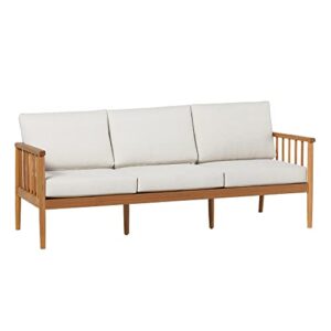 walker edison dekian modern outdoor spindle style triple lounge, 75 inch, natural