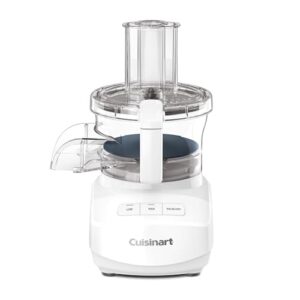 cuisinart 9-cup continuous feed food processor with fine and medium reversible shredding and slicing disc, universal blade, continuous-feed attachment, and in-bowl storage (white)