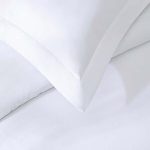 Pure Parima Ultra Sateen Duvet Cover Set, 100% CEA Certified Egyptian Cotton, Extra-Long Staple, Cool, Breathable, Single Needle Stitch, Sustainable, 1 Duvet Cover & 2 Shams (White, Queen)