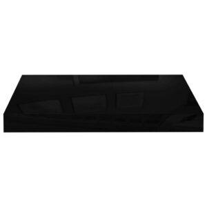 vidaXL Floating Wall Shelves, 4 pcs, High Gloss Black 15.7"x9.1"x1.5", MDF Material, Modern Black Wall Display Shelves with Invisible Mounting System