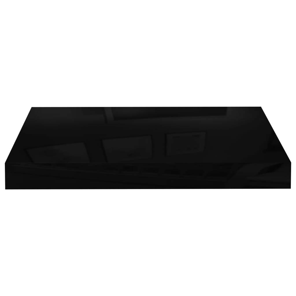 vidaXL Floating Wall Shelves, 4 pcs, High Gloss Black 15.7"x9.1"x1.5", MDF Material, Modern Black Wall Display Shelves with Invisible Mounting System