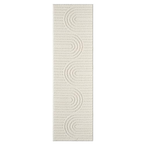 LUXE WEAVERS Modern Geometric White Cream 2x7 Area Rug