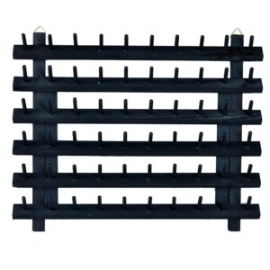 NW Colorful 60-Spools Wooden Thread Holder Sewing and Embroidery Thread Rack and Organizer Thread Rack for Sewing with Hanging Hooks (Black)