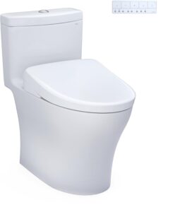 toto® washlet®+ aquia® iv one-piece elongated dual flush 1.28 and 0.9 gpf toilet with auto flush s7a contemporary bidet seat, cotton white - mw6464736cemfgna#01