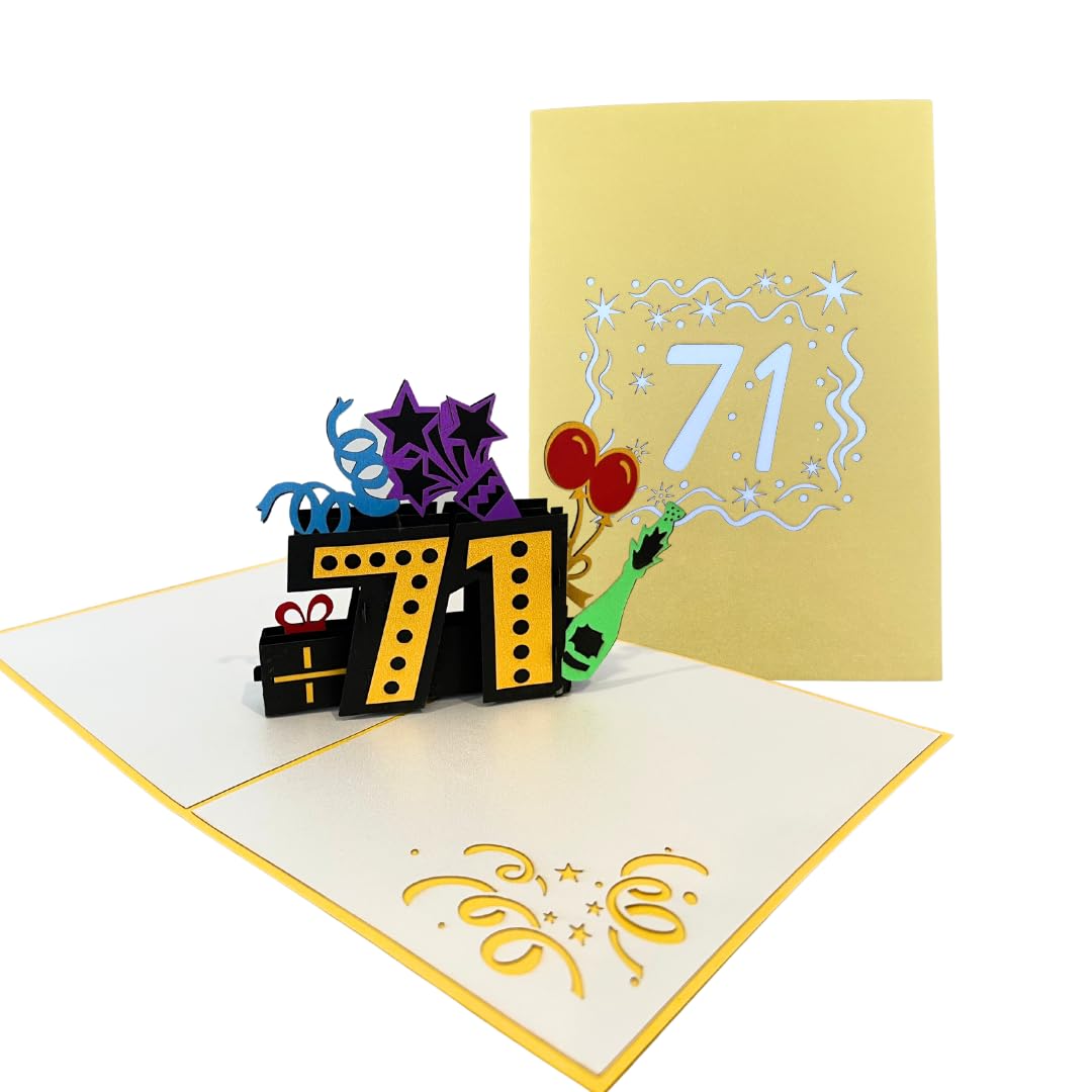 ALPHAK Happy 71st Birthday 3D Pop Up Card, Birthday 3D Greeting Card, 71st Birthday Gifts