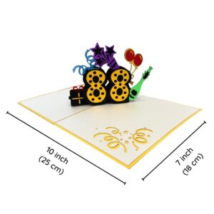 ALPHAK Happy 88th Birthday 3D Pop Up Card, Birthday 3D Greeting Card, 88th Birthday Gifts