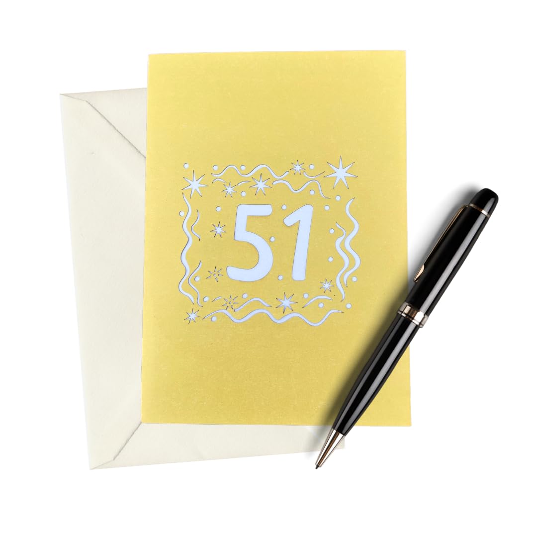 ALPHAK Happy 51st Birthday 3D Pop Up Card, Birthday 3D Greeting Card, 51st Birthday Gifts