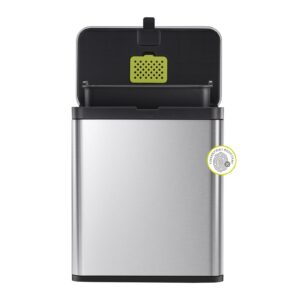 eko kitchen compost bin countertop, 7l / 1.85 gal stainless steel compost bin with removable inner bucket and deodorizer compartment, 2 in 1 countertop compost bin with lid, food waste compost caddy