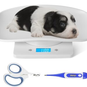 YTCYKJ Puppy Scales for Weighing, Multi-Function LCD Digital Puppy Scale for whelping Dogs with Pet Thermometer＆Nail Clipper, Perfect for Puppy/Hamster/Hedgehog/Food, Capacity up to 33 lb