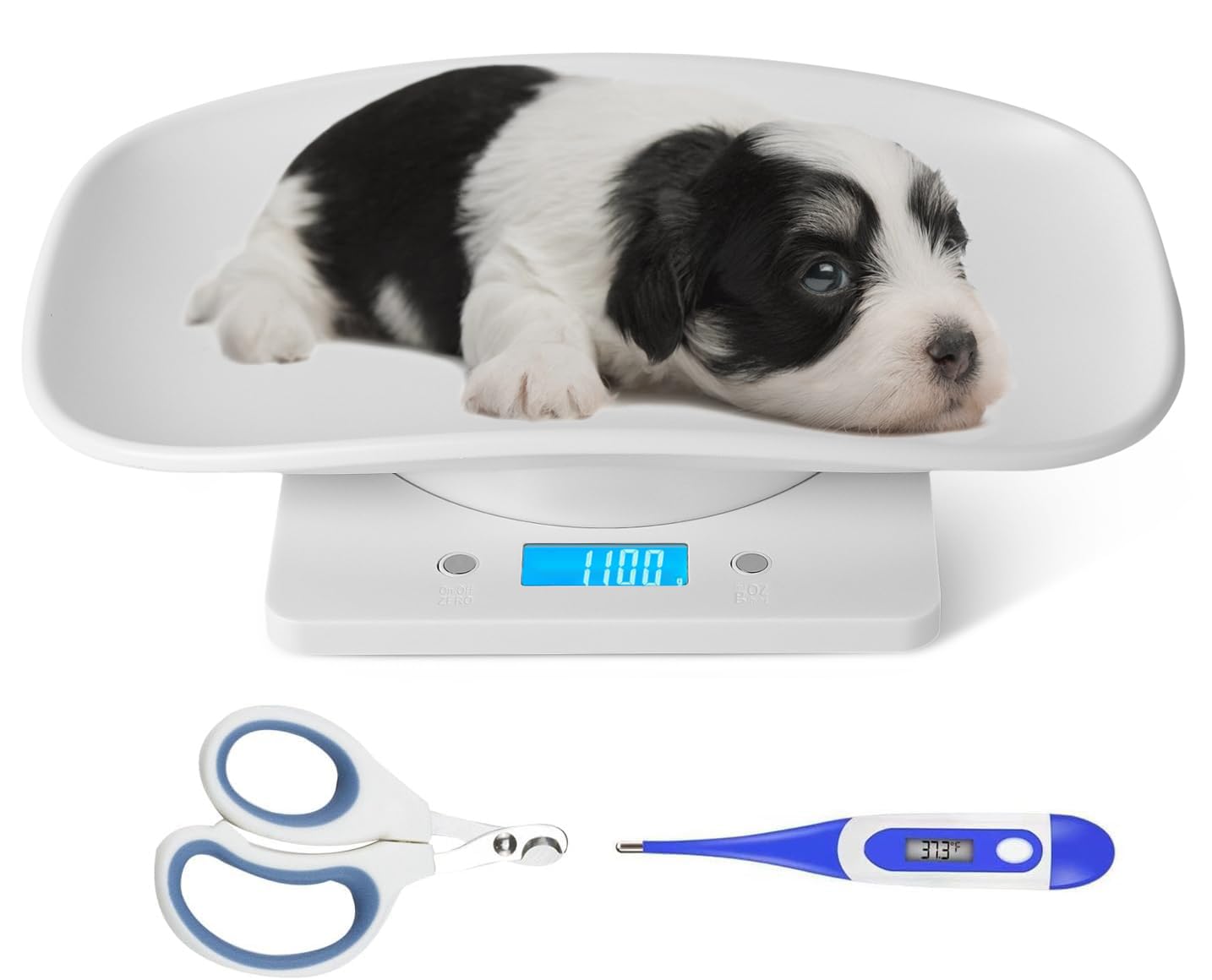 YTCYKJ Puppy Scales for Weighing, Multi-Function LCD Digital Puppy Scale for whelping Dogs with Pet Thermometer＆Nail Clipper, Perfect for Puppy/Hamster/Hedgehog/Food, Capacity up to 33 lb