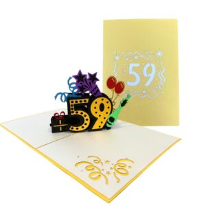 ALPHAK Happy 59th Birthday 3D Pop Up Card, Birthday 3D Greeting Card, 59th Birthday Gifts