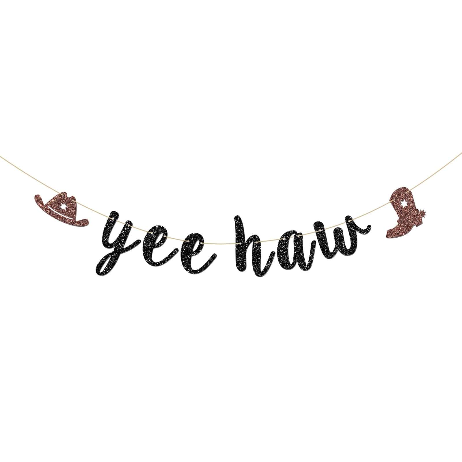 INNORU Yee Haw Banner, Wild West Cowboy Cowgirl Party Decorations, Fiesta Birthday, Western Bridal Shower Bachelorette Party Decorations, Black Glitter