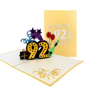 ALPHAK Happy 92nd Birthday 3D Pop Up Card, Birthday 3D Greeting Card, 92nd Birthday Gifts