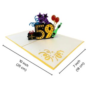 ALPHAK Happy 59th Birthday 3D Pop Up Card, Birthday 3D Greeting Card, 59th Birthday Gifts