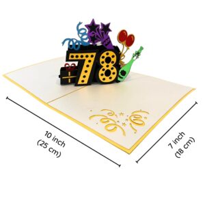 ALPHAK Happy 78th Birthday 3D Pop Up Card, Birthday 3D Greeting Card, 78th Birthday Gifts