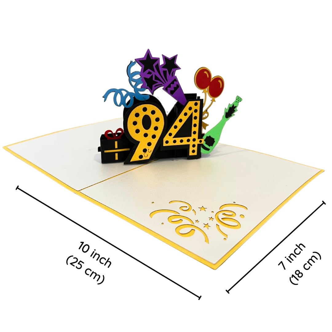 ALPHAK Happy 94th Birthday 3D Pop Up Card, Birthday 3D Greeting Card, 94th Birthday Gifts