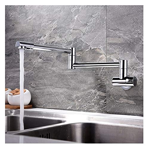 Showerhead Copper Wall Mounted Kitchen Faucet Single Cold Single Hole Sink Rotary Tap Bath Fixtures (Type : Brush Nickel) (Chrome)