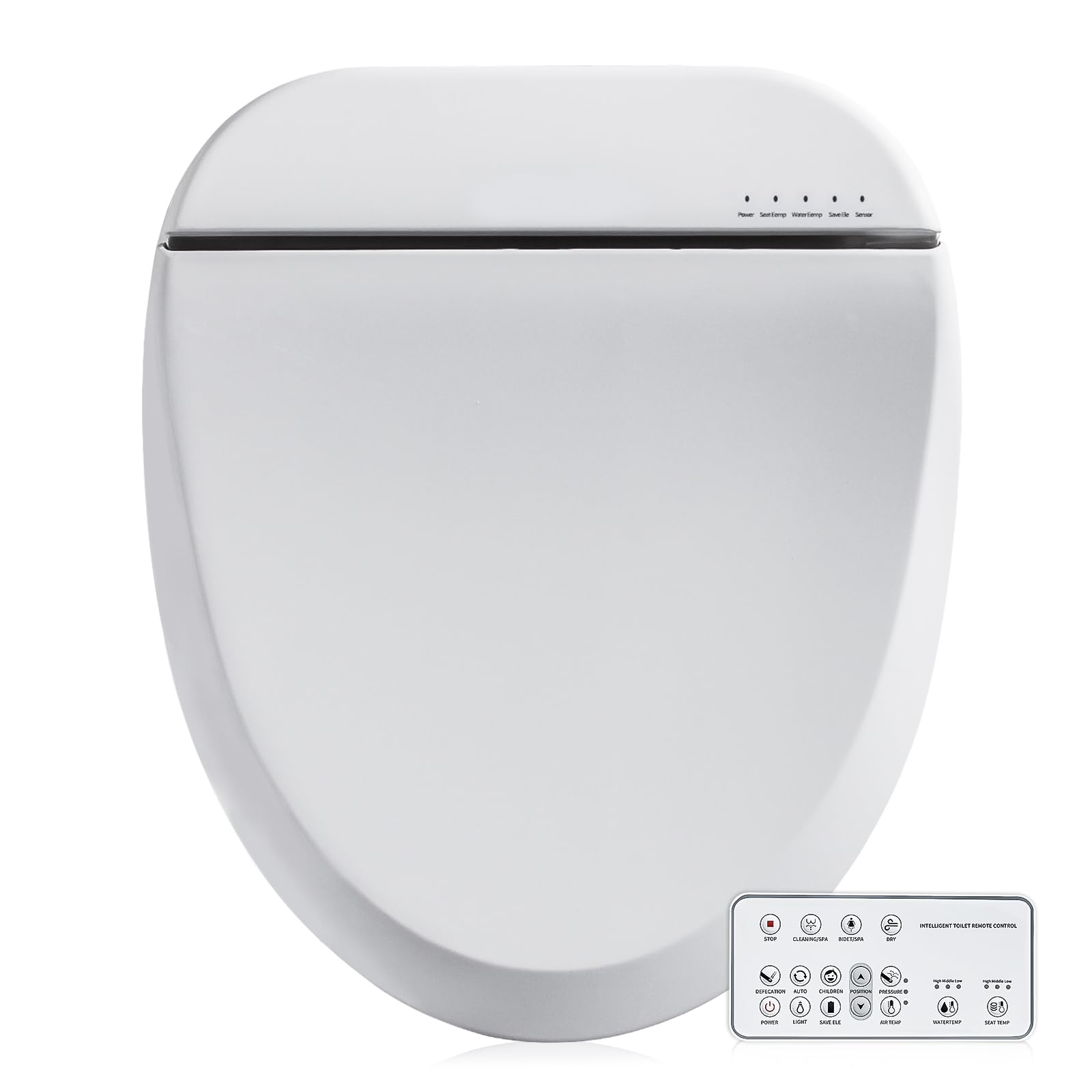 ZMJH A102DS-W Electronic Bidet Toilet Seat, Round, Smart Unlimited Warm Water, Heated Seat with Slow Closes, Vortex Wash, Warm Dryer, Rear and Front Wash, Remote Control, Night Light, White