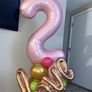 40 Inch Balloon Number 2 Pastel Pink, Large Foil Light Pink Number Balloons Set 0-9 for Girls Women, Digital 2 Helium Balloons for Girls 2nd Birthday Graduation Princess Party Decorations