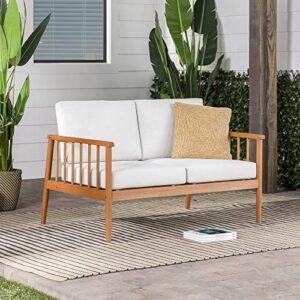 Walker Edison Dekian Modern Outdoor Spindle Style Double Lounge, 51 Inch, Brown