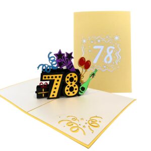 ALPHAK Happy 78th Birthday 3D Pop Up Card, Birthday 3D Greeting Card, 78th Birthday Gifts