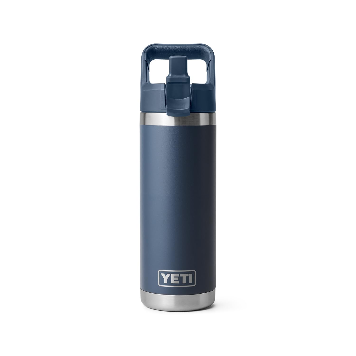 YETI Rambler 18 oz Bottle, Vacuum Insulated, Stainless Steel with Straw Cap, Navy