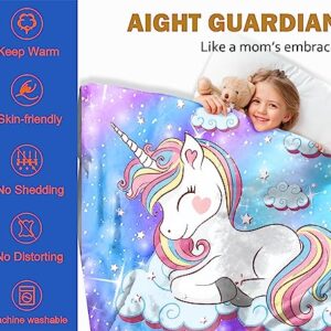 ONCUSTOM Personalized Blankets for Kids Customized w/Name, 350g Thick Winter Custom Unicorn Throw Blanket for Girls, Baby Gift for Birthday, Christmas