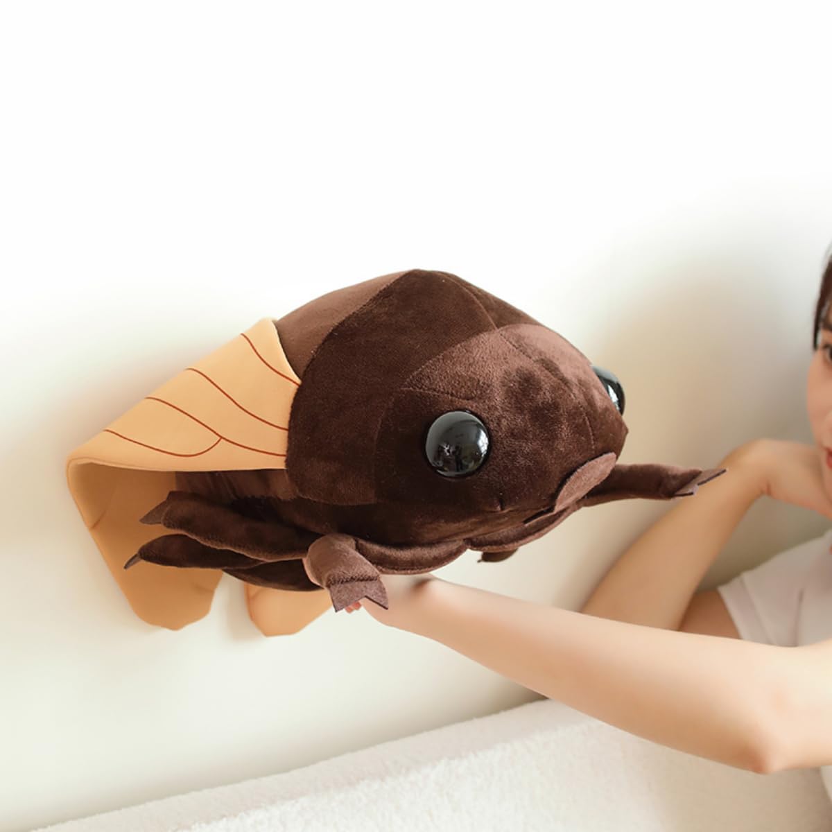 pangcangshu New Likelike Insect Plush Toys Cicada Stuffed Soft Animals Pillow Back Cushion Insect Doll Kids Toys Girls Boys Easter, Thanksgiving, Christmas, New Year's Gifts(Brown,48cm/18.9 inch)