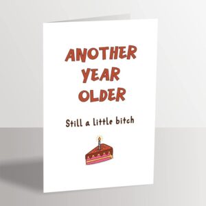 Ure Tenk Cheeky Birthday Card for Sister Bro, Funny Bday Card for BFF, Sarcastic Birthday Card for Sibling, Another Year Old, Still A Little Bit*h