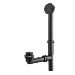 artiwell 1-1/2" black tubular bath drain kit with tip-toe bath drain stopper, touch-toe tub drain, tip toe bathtub drain waste and overflow with plug and bathtub overflow drain cover, matte black