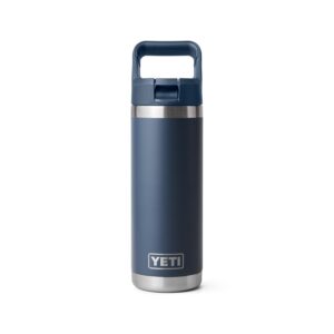 YETI Rambler 18 oz Bottle, Vacuum Insulated, Stainless Steel with Straw Cap, Navy