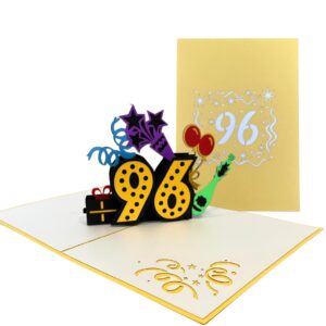 ALPHAK Happy 96th Birthday 3D Pop Up Card, Birthday 3D Greeting Card, 96th Birthday Gifts