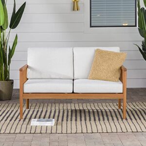 Walker Edison Dekian Modern Outdoor Spindle Style Double Lounge, 51 Inch, Brown