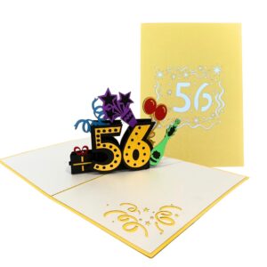 ALPHAK Happy 56th Birthday 3D Pop Up Card, Birthday 3D Greeting Card, 56th Birthday Gifts