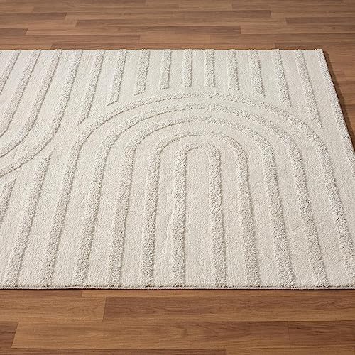 LUXE WEAVERS Modern Geometric White Cream 2x7 Area Rug