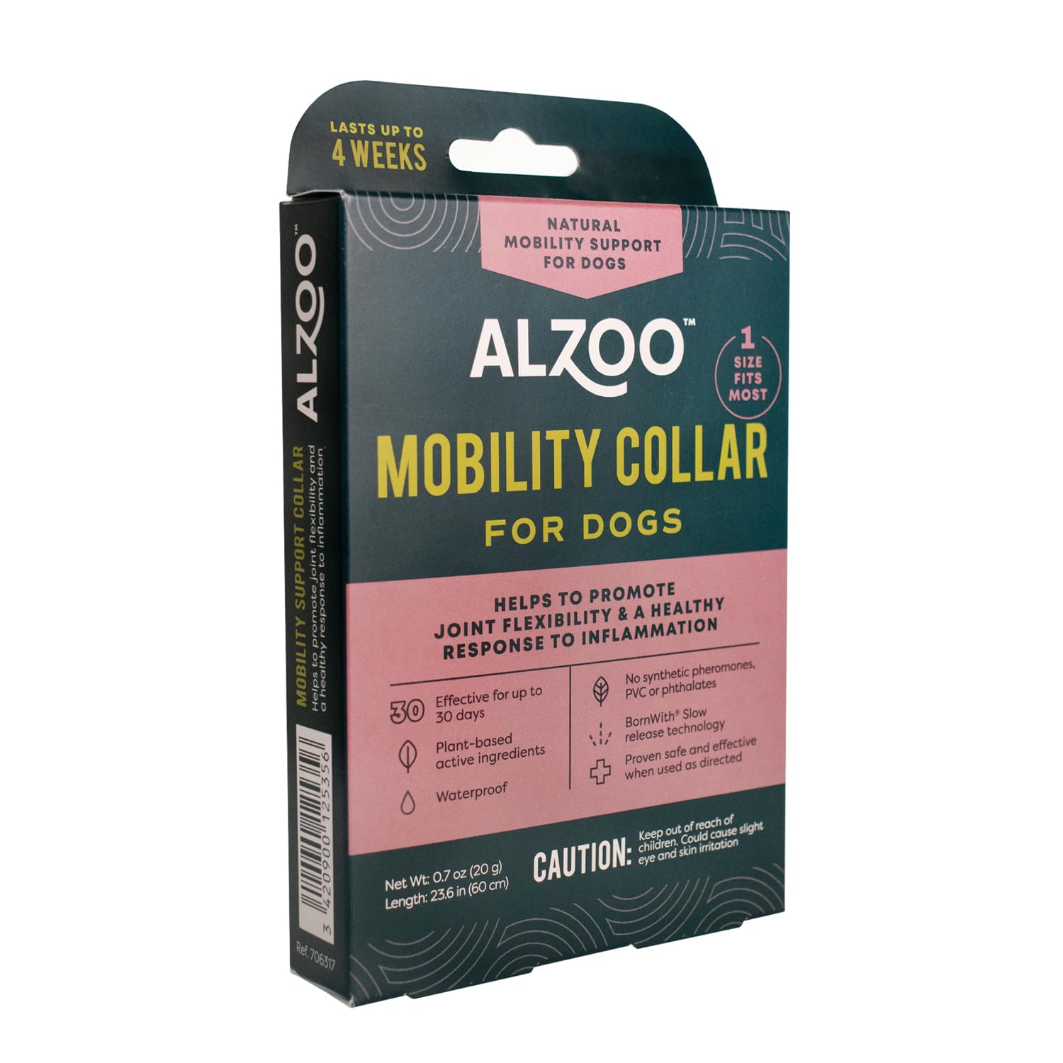 ALZOO Mobility Collar for Dogs, Helps Promote Joint Flexibility, 100% Plant-Based Active Ingredients with Wintergreen and Moroccan Rosemary Oil, Single