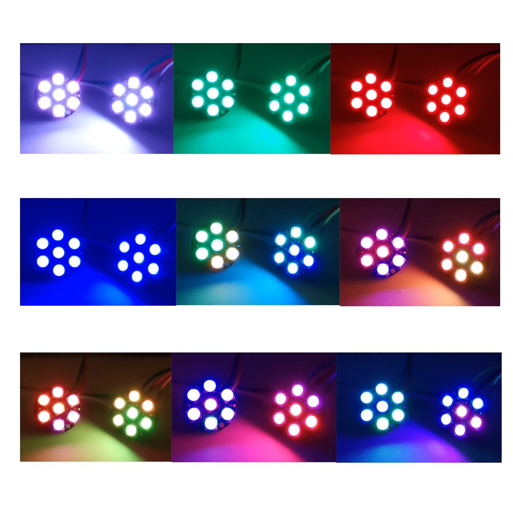 Sparkleiot 7 Bits WS2812 RGB LED Ring SMD 5050 Addressable LED String Individual Programmable with Integrated Driver DC 5V for Arduino Raspberry Pi ESP32(Pack of 5pcs)