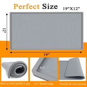 TOHONFOO Waterproof Trash Can Mat with Raised Edge, Non-Slip Under Garbage Can Mat for Reduce Floor Carpet Wall Scratches, Protective Silicone Rubber Tray for Kitchen