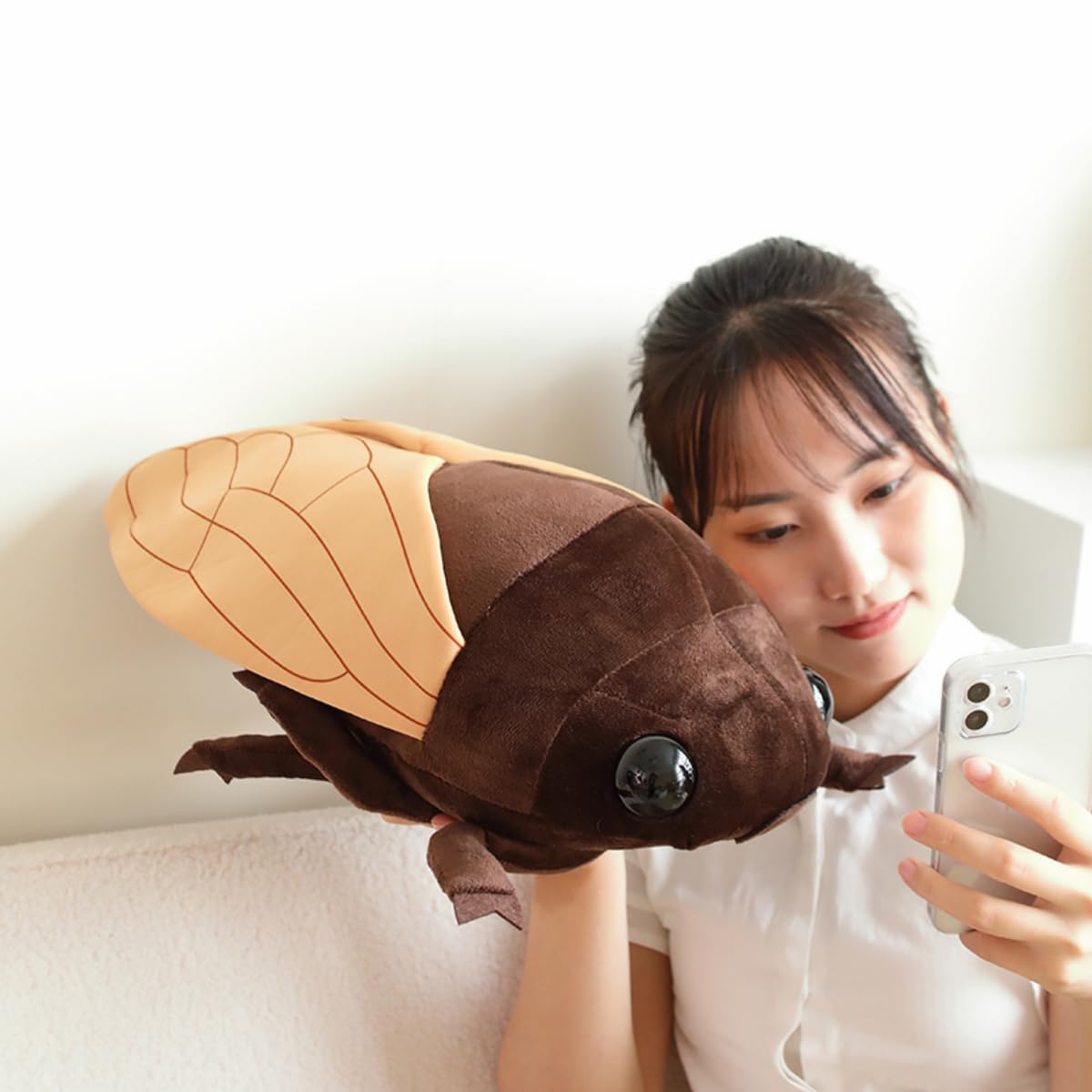 pangcangshu New Likelike Insect Plush Toys Cicada Stuffed Soft Animals Pillow Back Cushion Insect Doll Kids Toys Girls Boys Easter, Thanksgiving, Christmas, New Year's Gifts(Brown,48cm/18.9 inch)