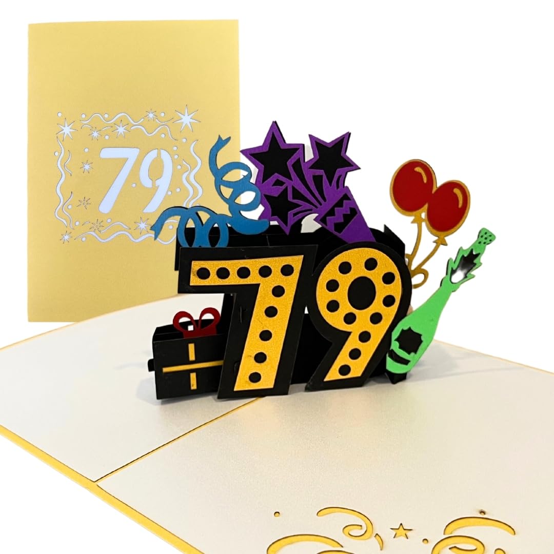 ALPHAK Happy 79th Birthday 3D Pop Up Card, Birthday 3D Greeting Card, 79th Birthday Gifts