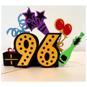 ALPHAK Happy 96th Birthday 3D Pop Up Card, Birthday 3D Greeting Card, 96th Birthday Gifts