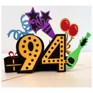 ALPHAK Happy 94th Birthday 3D Pop Up Card, Birthday 3D Greeting Card, 94th Birthday Gifts