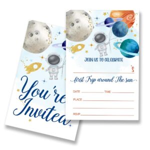 first trip around the sun first birthday invitations supplies fill-in set of 20 with envelopes space birthday party invites cards, double sided