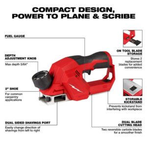 2524-20 for Milwaukee M12 FUEL 12V 2" Brushless Cordless Planer - Bare Tool Length 11 in Height 4.9 in Width 3.8 in