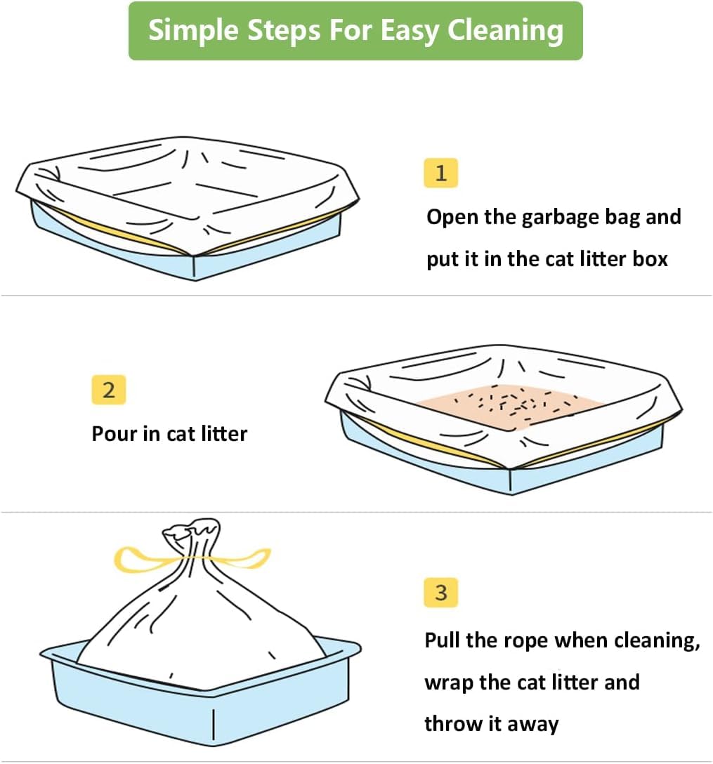 SIRAHOSI 12 Count Small Cat Litter Box Liners, Scratch-Resistant, Waterproof, No More Messes